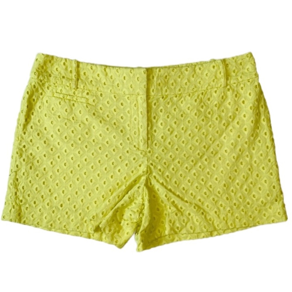 Ann Taylor LOFT Yellow diamond pattern eyelet shorts